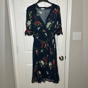 NWT Calvin Klein Navy Floral Sheer Dress Size 16